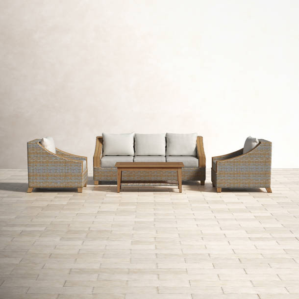 Carlton 4 Piece Rattan Sofa Seating Group with Sunbrella Cushions
